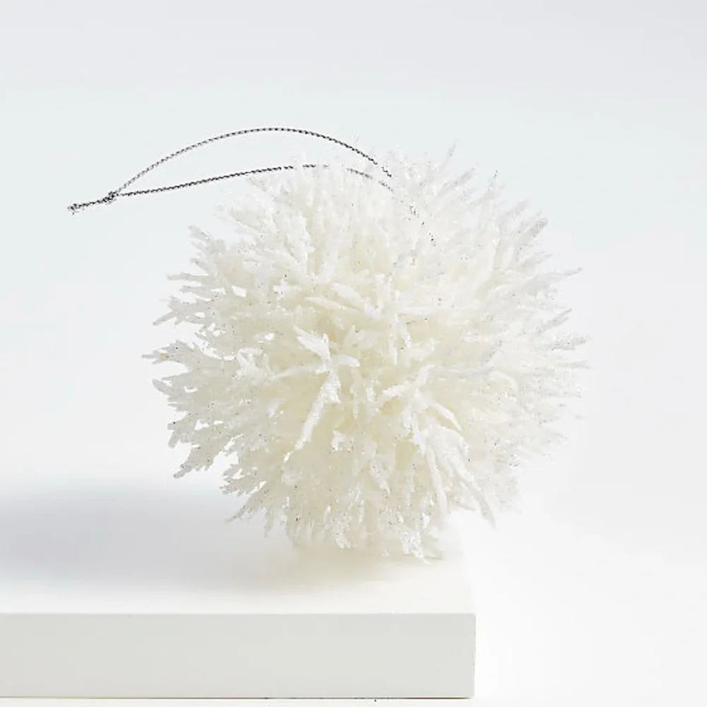 New! Crate&Barrel White Coral Cluster Ornament, Set of 6